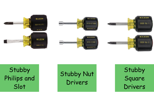 Shorty/Stubby screwdrivers and nut drivers